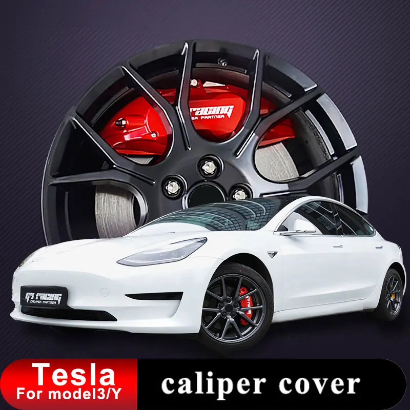 

4pcs Caliper Cover For Tesla Model 3 Model Y New Brake Disc Car Modification Calipers Accessories Athletic Decoration Covers