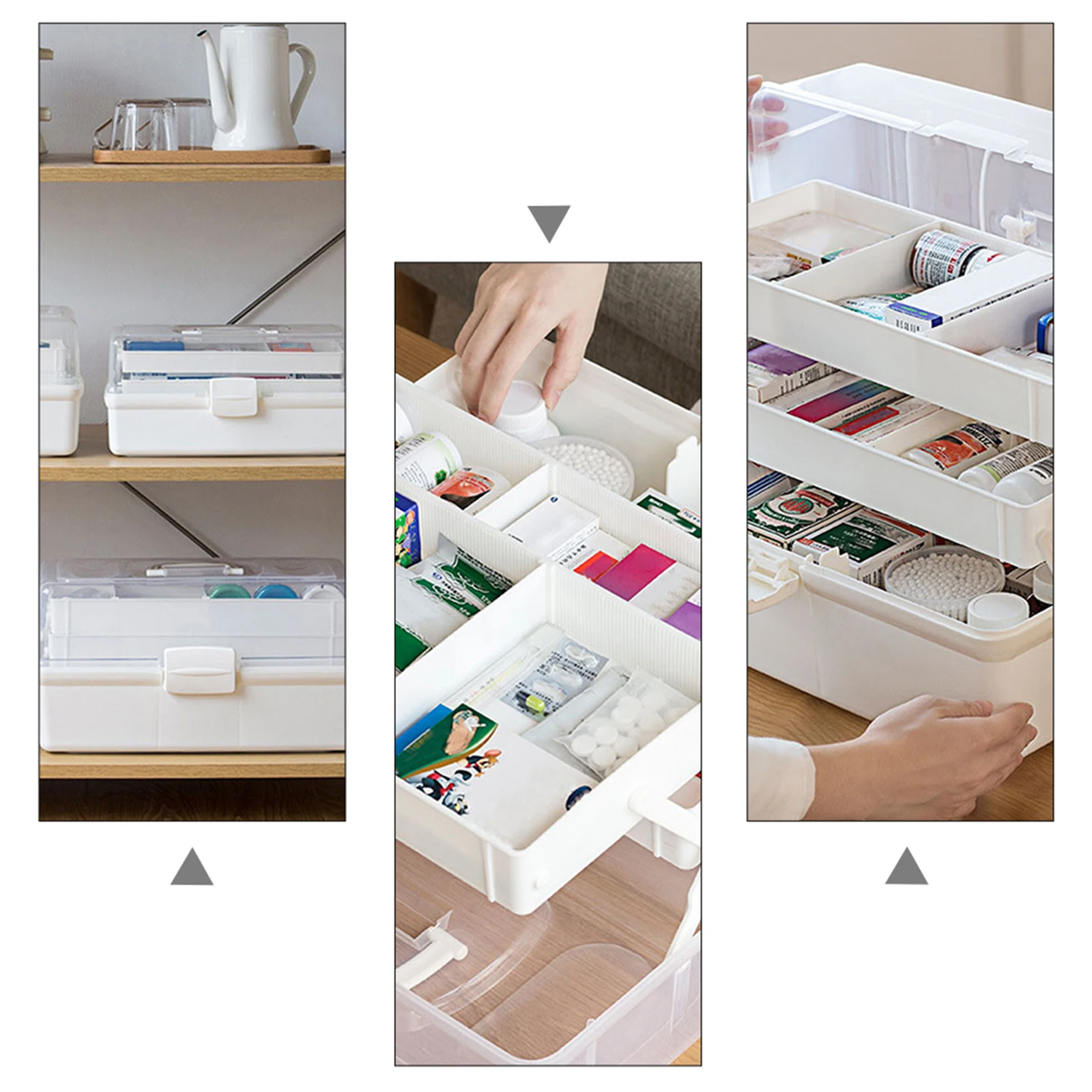 

Plastic Home Medicine Box Portable Travel Medical Kit Storage Box First Aid Supplies Large Capacity Multi Layers Safe Clasp