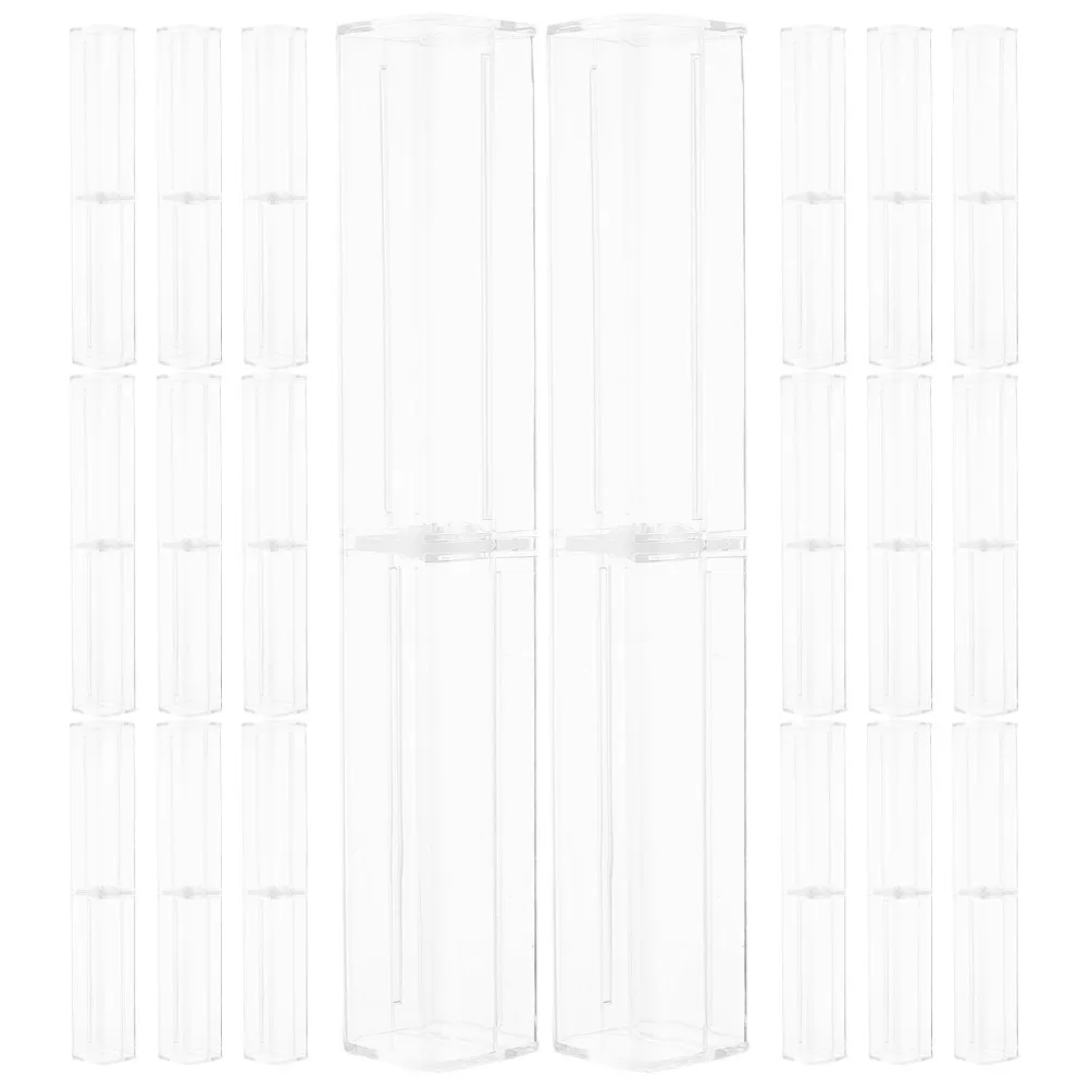 20Pcs Clear Plastic Square Pen Box Ultra Transparent Organizer for Writing Instruments Pens Pencils Markers Erasers Lapel Pins