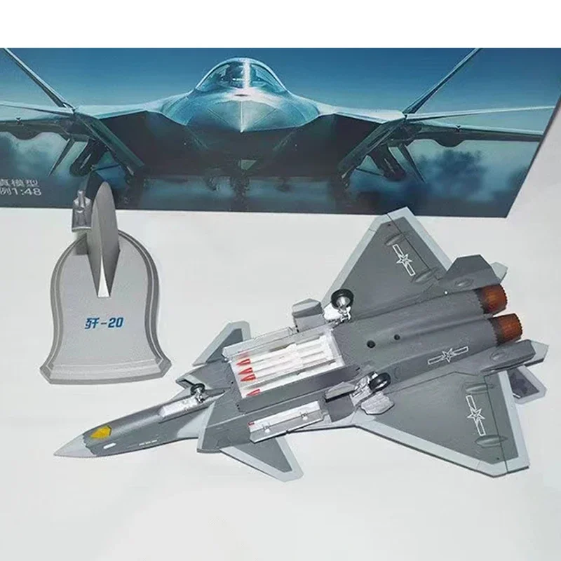 1:48 Scale J-20 Fighter Aircraft Model Diecast Alloy Static Display Classics Souvenir Collection Ornaments Toys Gifts Nostalgia