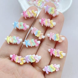 30 pz misto Nail Art resina arcobaleno colorato lettera bacio Charms strass fai da te mestiere per unghie decorazioni 3D gioielli