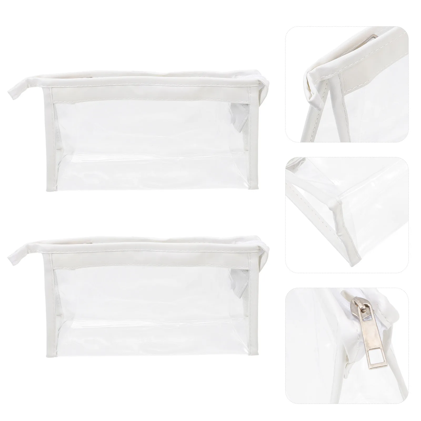 2Pcs High Quality Transparent Pencil Bag Large Capacity Stationery Pouch Zipper Closure Pens Pencils Ruler Eraser Organizer