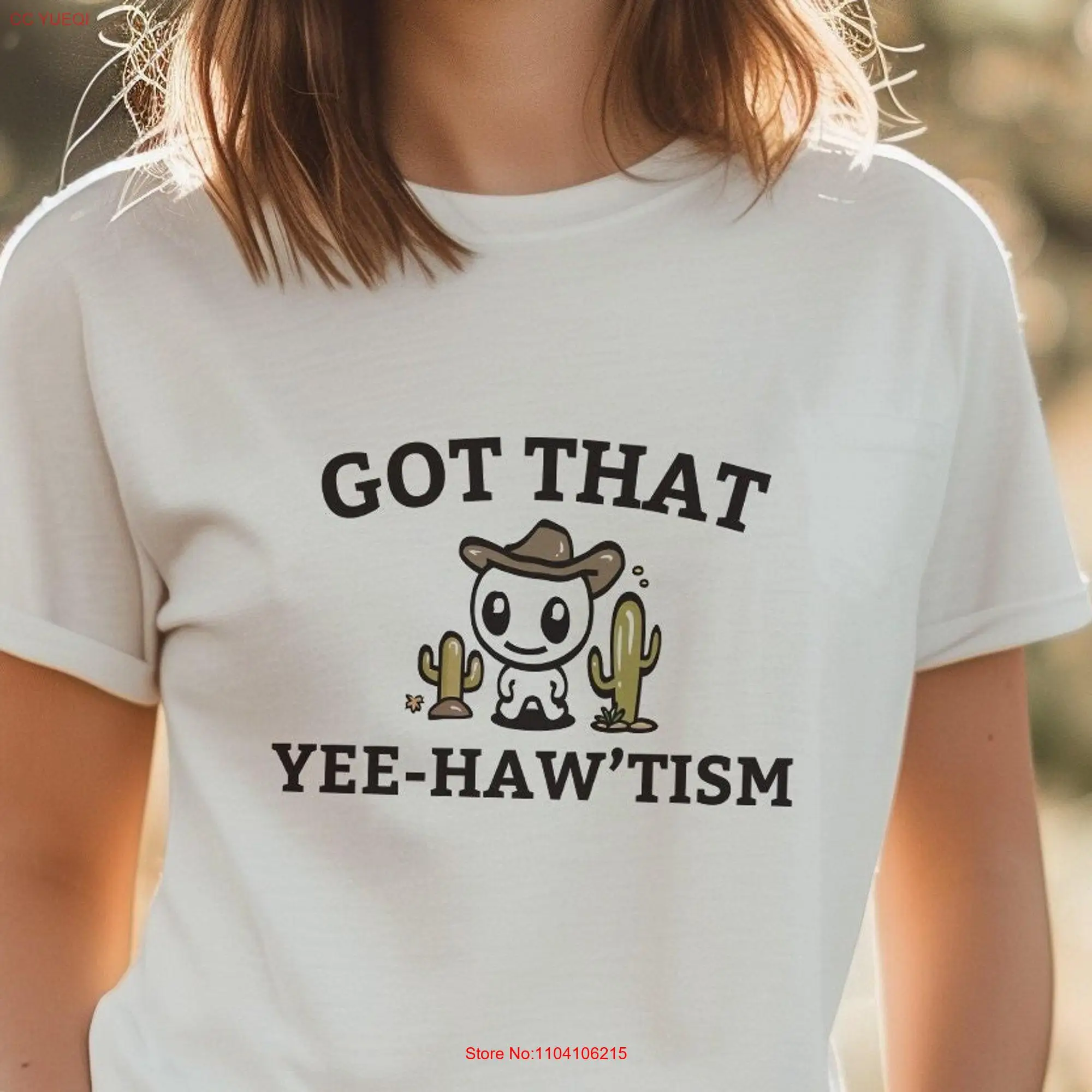 Funny Autism T Shirt With Cacti Acceptance Month Retro Happy Cowboy Aesthetic Humor Country Apparel Got That Yee Haw 'Tism