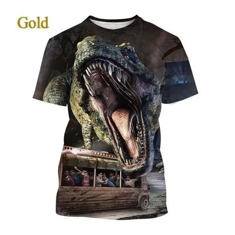 Fierce Dinosaur T Shirt Men 3D Tyrannosaurus Rex Print T-shirt Hip Hop Streetwear Womens Clothing Harajuku Fashion Cool Y2k Tops