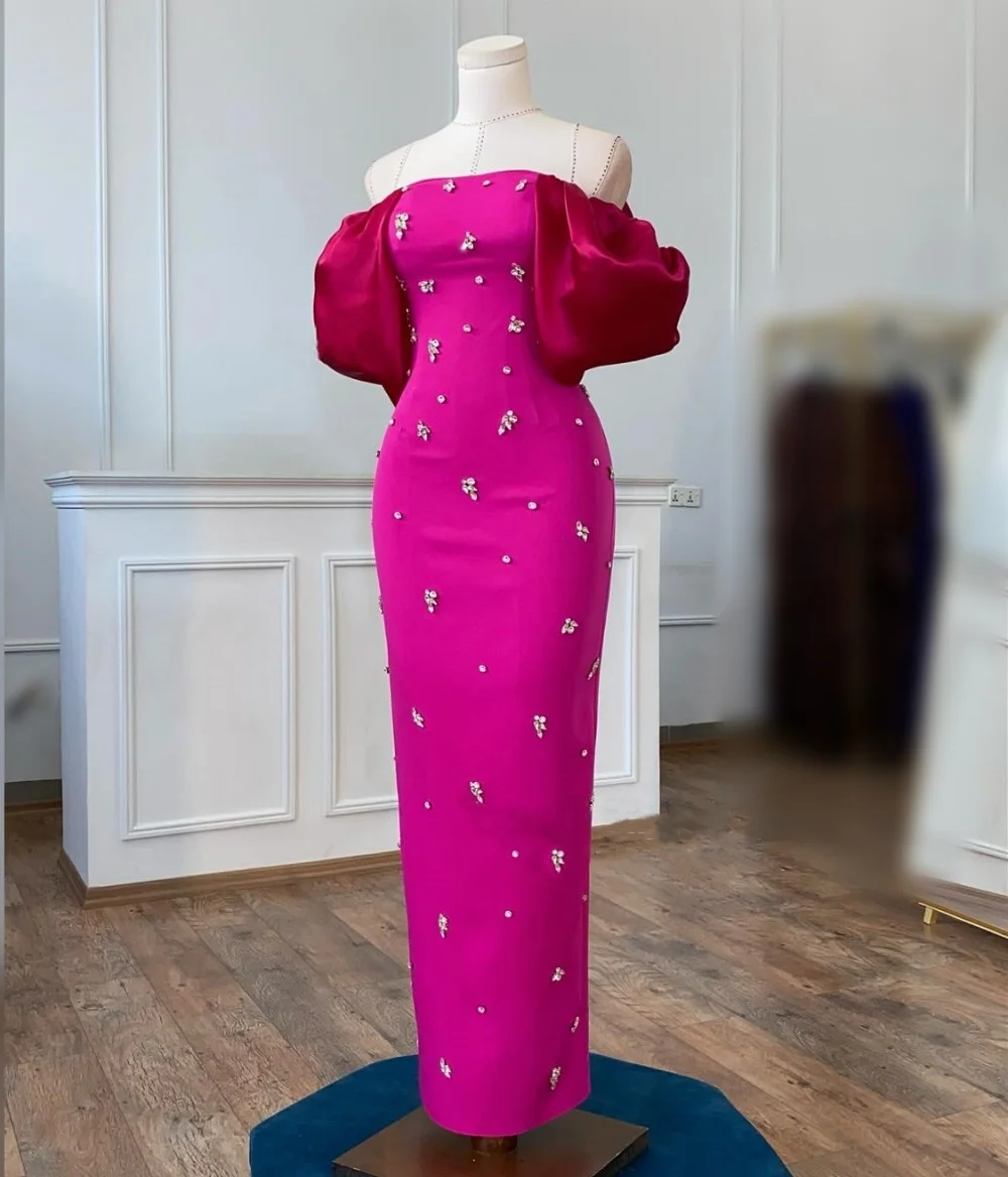 

Прямые платья миди с открытыми плечами и стразами по индивидуальному заказу, блестящие женские вечерние изысканные платья для особых случаев