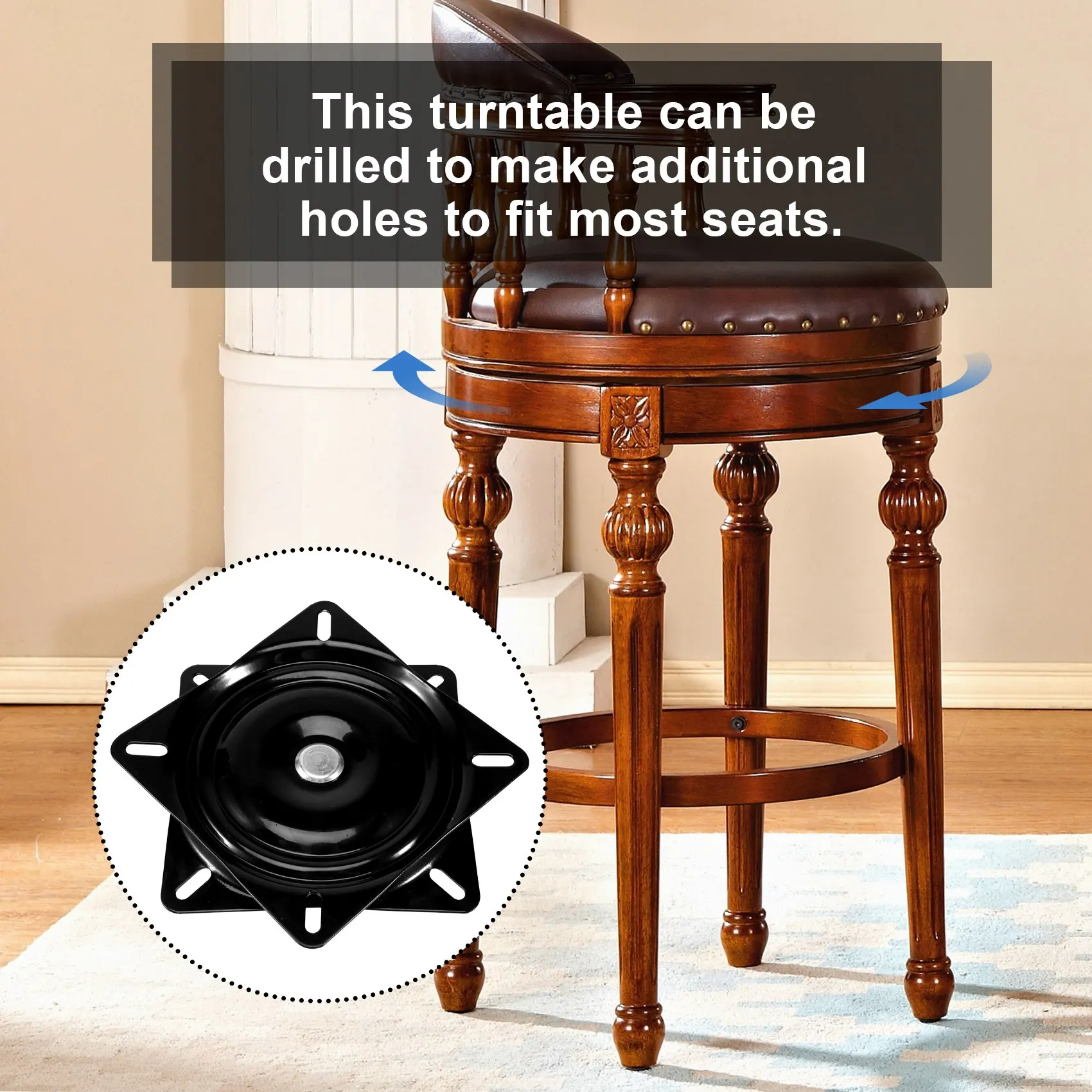 ABZL 6 inch boat seat swivel plate fishing boat marine seat swivel rotation 360 degree rotation universal set 15.4 x 15.4 x 2 cm