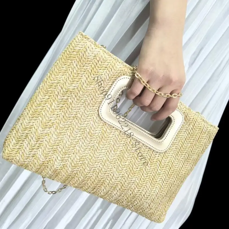 

Top Handle Straw Clutches Handbags for Women Evening Clutches Purse Handbag Straw Shoulder Crossbody Bag Summer Beach Bag 066F