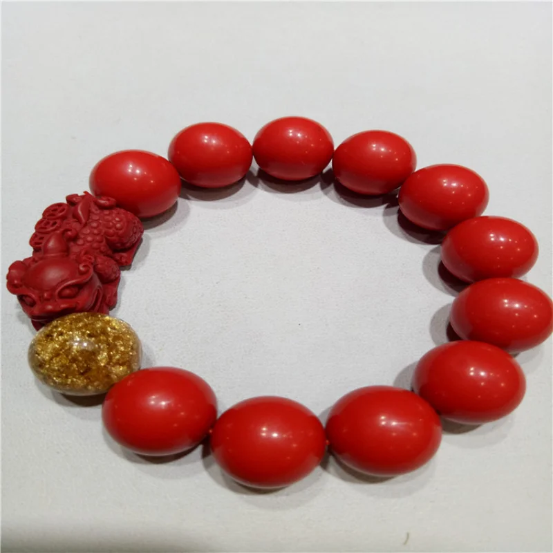 Cinnabar Pixiu Buddhist Bead , Zodiac Year Ornament, Couple's Bracelet