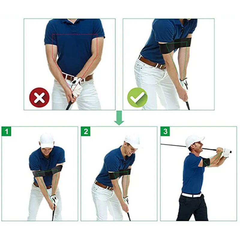 Professional Elastic Swing Golf Swing Arm Band Belt Men Women Beginners Gesture Alignment Training Aid Golf Practicing Guide