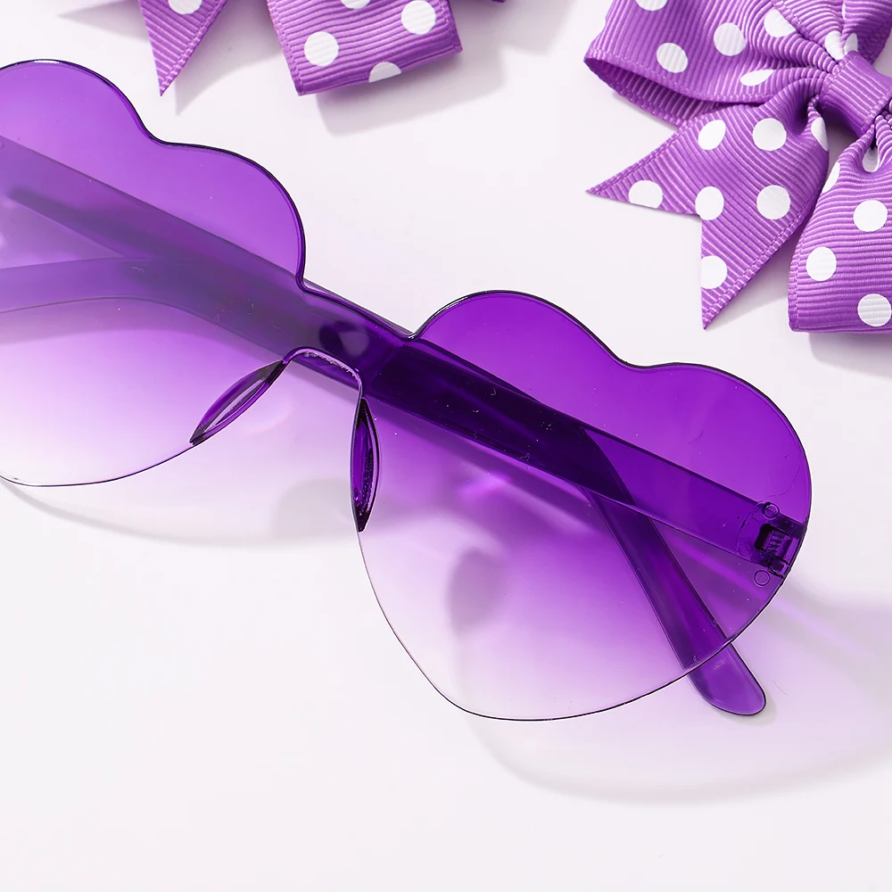 3 Teile/satz Kinder Nette Feste Dot Haarnadel Bunte Herz Sonnenbrille Set Mädchen Boutique Bowknot Haar Clips Kinder Haar Zubehör – Detail 6
