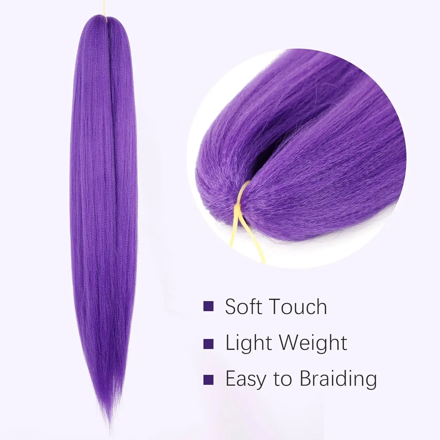 24/26inch Synthetic Braided Purple Hair Ponytail Rumi Costume Hairstyle Ponytail with Clips for Kids Girls Halloween Christmas image 4