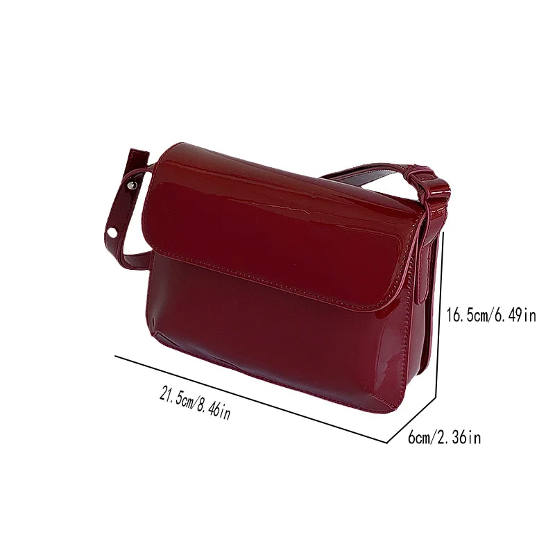 Vintage red patent leather small square bag armpit bag 2023 new fashion versatile square handbag shoulder bag crossbody bag