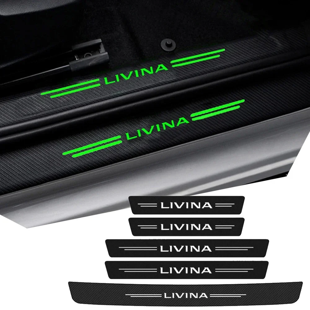 Luminous Tape Car Door Trunk Bumper Sill Stickers for Nissan Livina Logo Emblem Threshold Protective Night Light Plate Styling