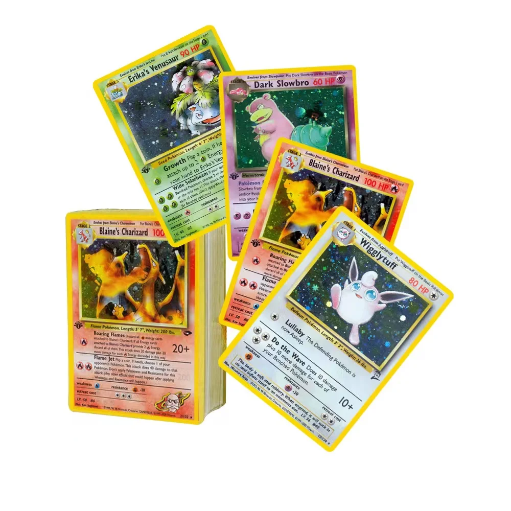 

Pokemon Cards Foil Flash Card Gym Heroes/Team Rocket Series Gyarados Clefairy Hitmonchan Trading Card Toys Gifts Proxy Card