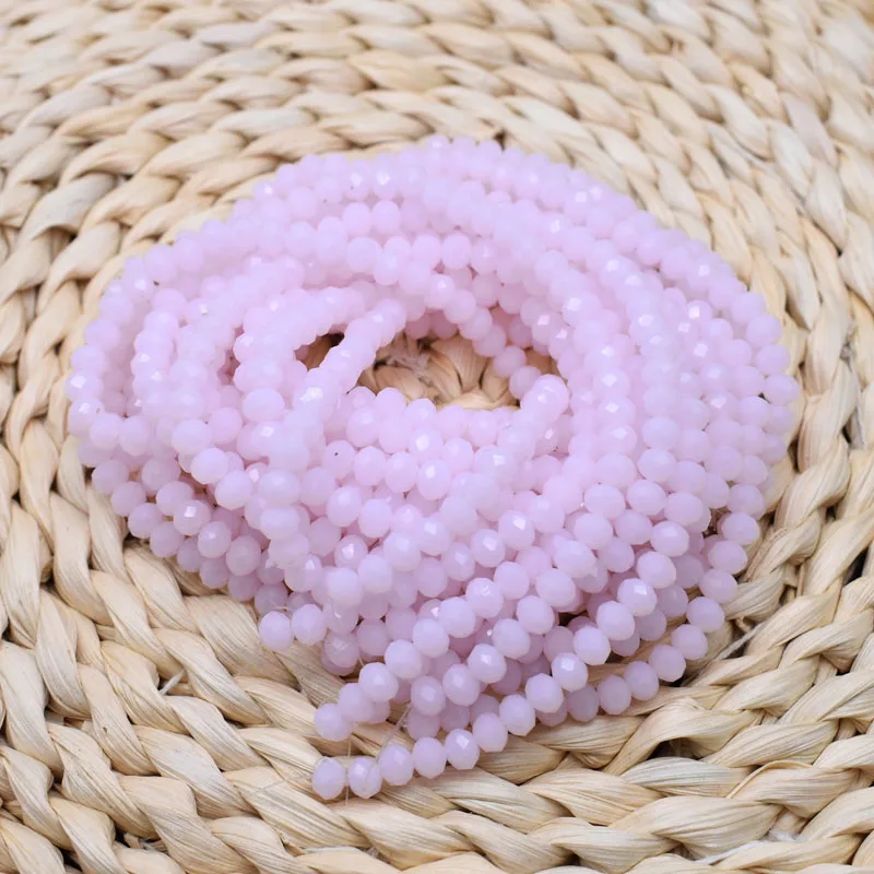 Pink Solid AB Colors 2 3 4 6mm Rondelle Austria Faceted Crystal Glass Beads Loose Spacer Round Beads For Jewelry Making Diy