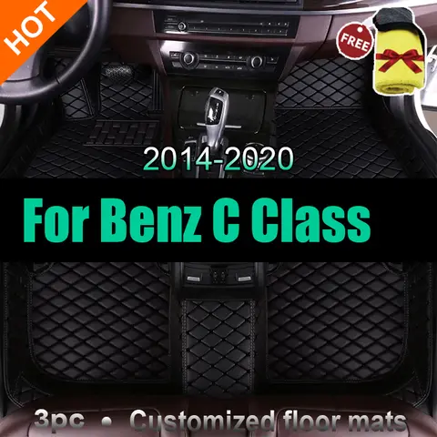 메르세데스 벤츠 C 클래스 W205 C180 용 자동차 바닥 매트 200 220 250 260 300 350 400 450 2014-15 2016 2017 2018 2019 2020 액세서리
