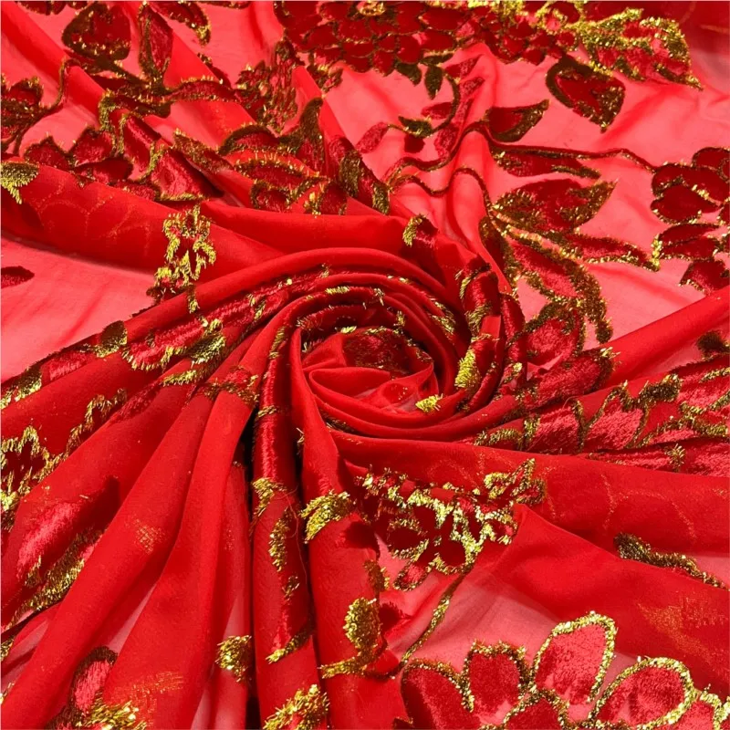 

Direct of patterned woven velvet brocade jacquard and viscose fabric for high-end evening gowns dresses cheongsams