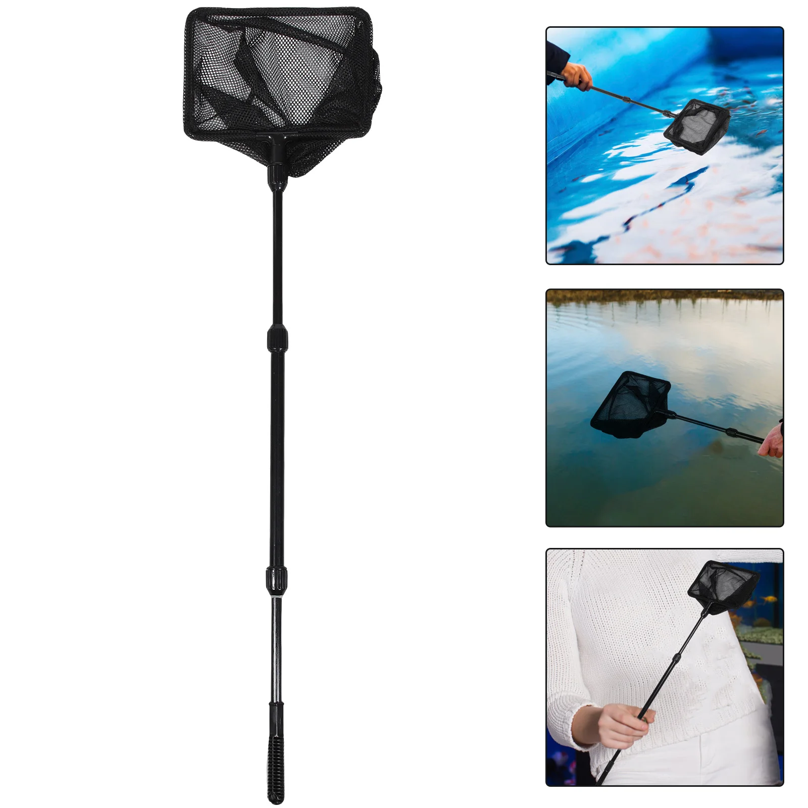 

Extendable Fishing Net 58-100Cm Premium Telescopic Plastic Pole Soft Touch ABS Handle Non-Absorbent Mesh Ideal for Lakes Rivers
