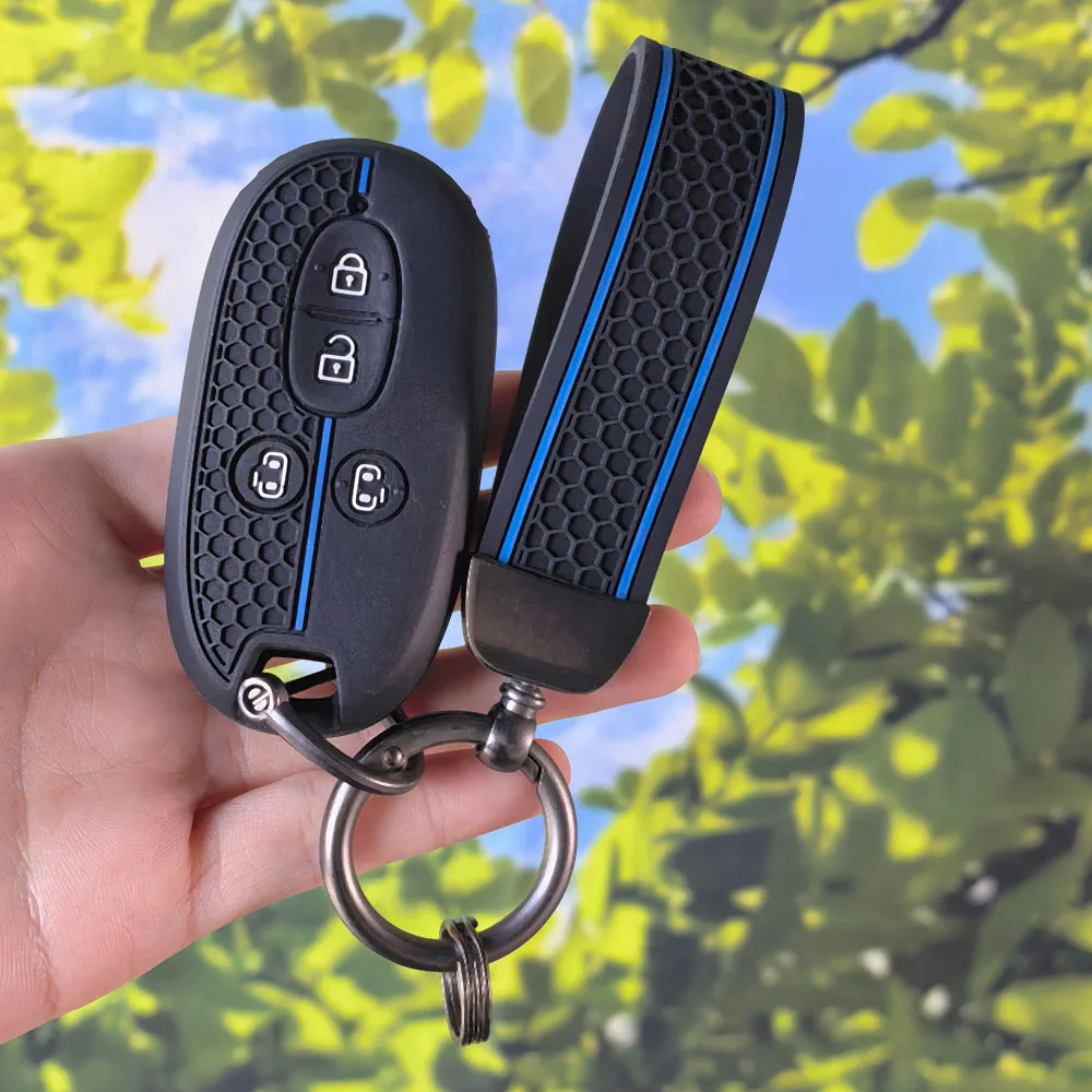 Remote Key Cover With Keychain For Suzuki Palette Solio MR Wagon Hustler Alto Lapin Every Spacia Silicone Fob Protector