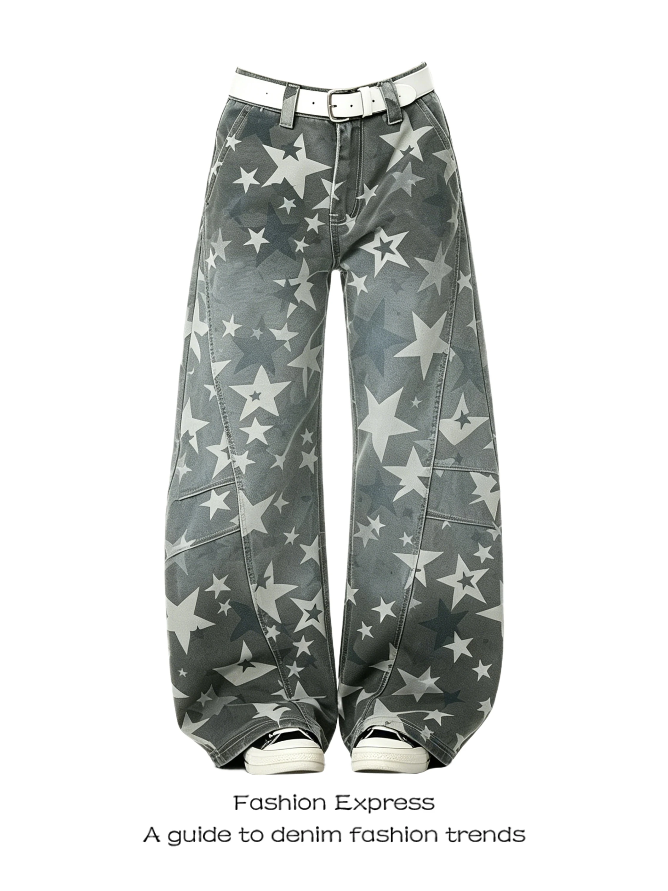 

American Style Star Camouflage High Waist Women's Workwear Pants Loose Long Trousers Casual Wide Leg Jeans Casual Cargo Pants