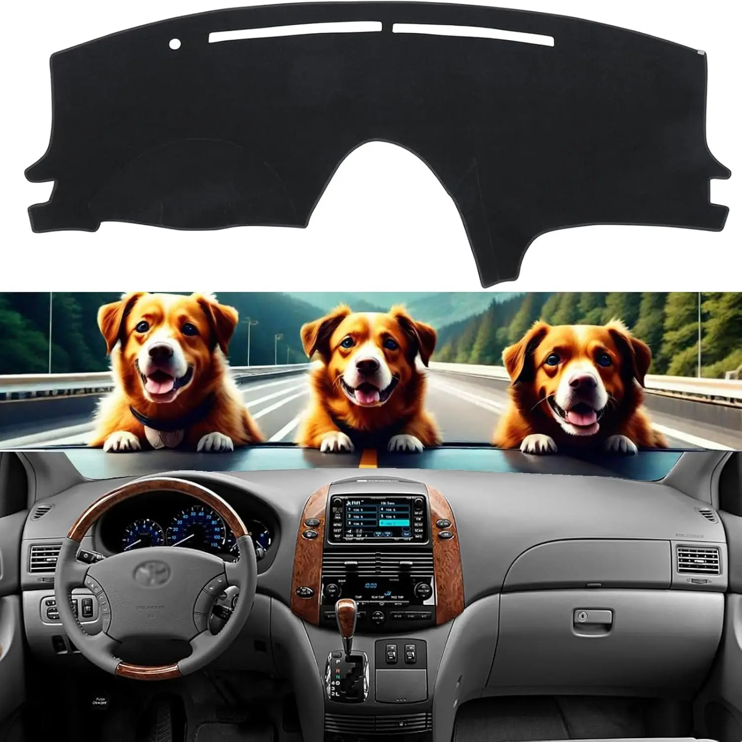 

Dash Cover for Toyota Sienna 2004-2010 Accessories Black Flannel Dashboard Cover Mat Car Dashboard UV Sun Protection