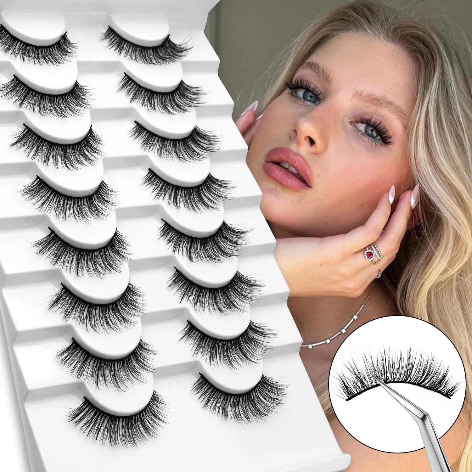 Veltrinay Wimpern Nerz Falsche Wimpern Natürliche Wispy Lashes Weiche Faux Nerz Wimpern Plüsch Falsche Wimpern Make-up
