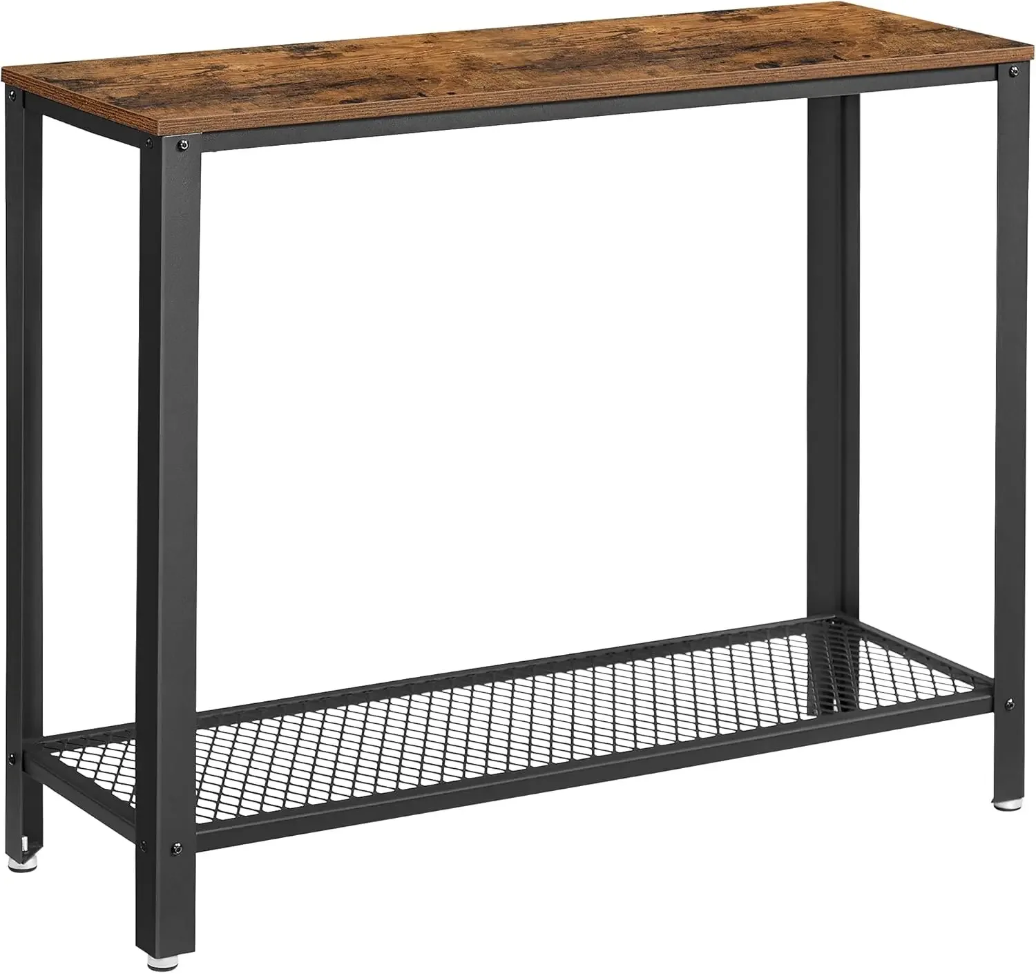 

Console Table, 2-Tier Entryway Table with Mesh Shelf, Narrow Sofa Table, Steel Frame, Adjustable Feet, for Hallway, Living Room
