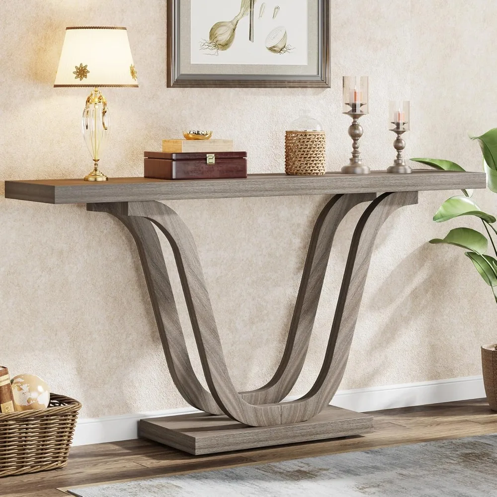 

Farmhouse Console Table, 55 Inch Wood Sofa Table Entryway Table, Modern Narrow Hallway Tables Foyer Tables for Entryway