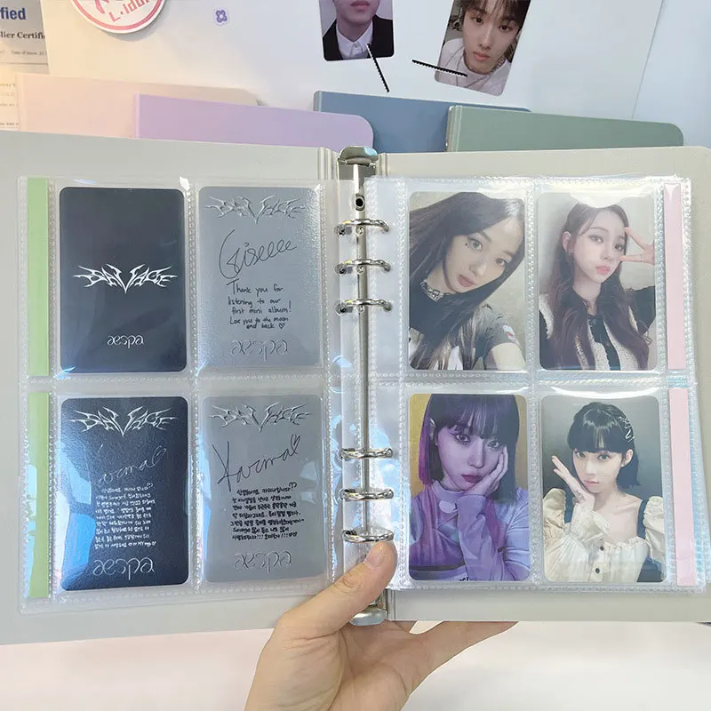 Binder Mushroom Hole Binder Disc Bound 3 Inch Photocard Album with Transparent Pockets Planner Inserts Ring Binder Photo Album