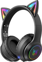 Onikuma B90 Cat Ear Gaming Headset, 55H Play Time, Wireless Foldable & Wired Over Ear Bluetooth Headphones with Mic
