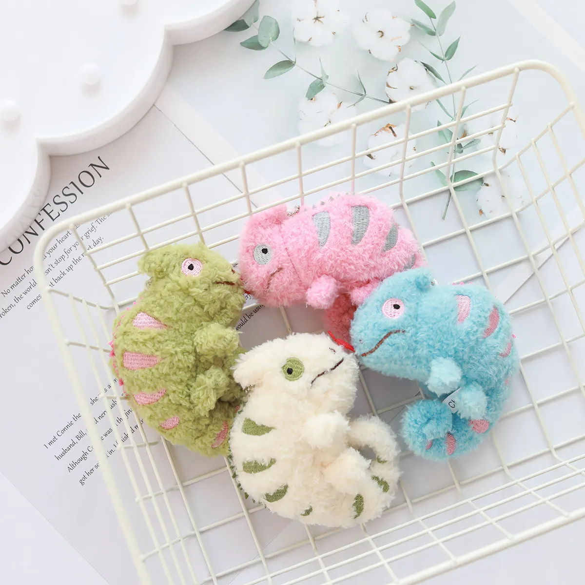 2023 Hot 12cm Cartoon Reptiles Lizard Chameleon Plush Toys Pendant Cartoon Animal Doll Keychain For Kids Birthday Gifts