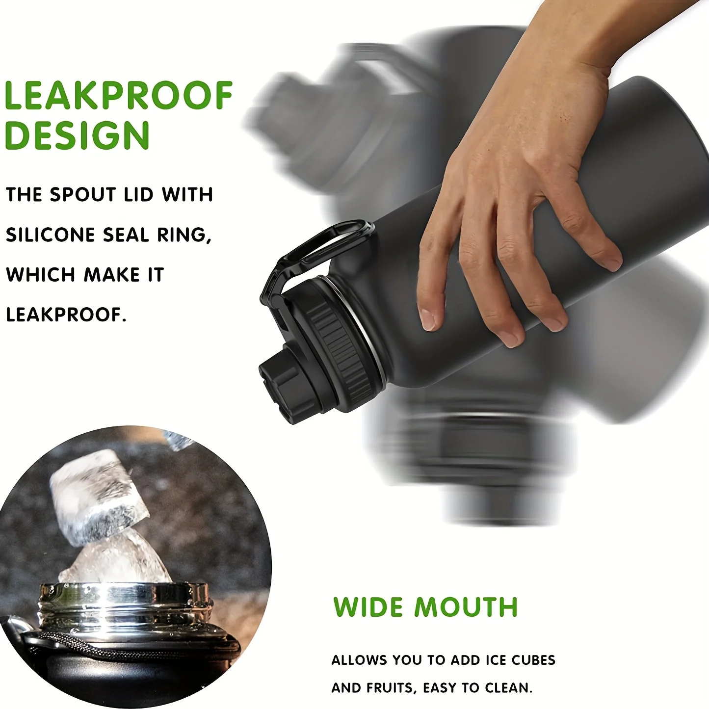 Botella de agua aislada de 950ml/32oz, taza de agua al vacío de acero inoxidable, matraz a prueba de fugas de doble pared para deportes y actividades al aire libre