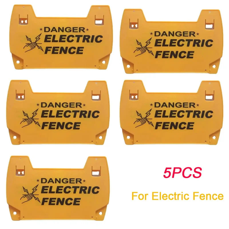 5 Pieces Electric Fence Warning Signs Plastic Electric Fence Safe Signs Caution Warning Sign for Danger Electric Fence Sign Farm