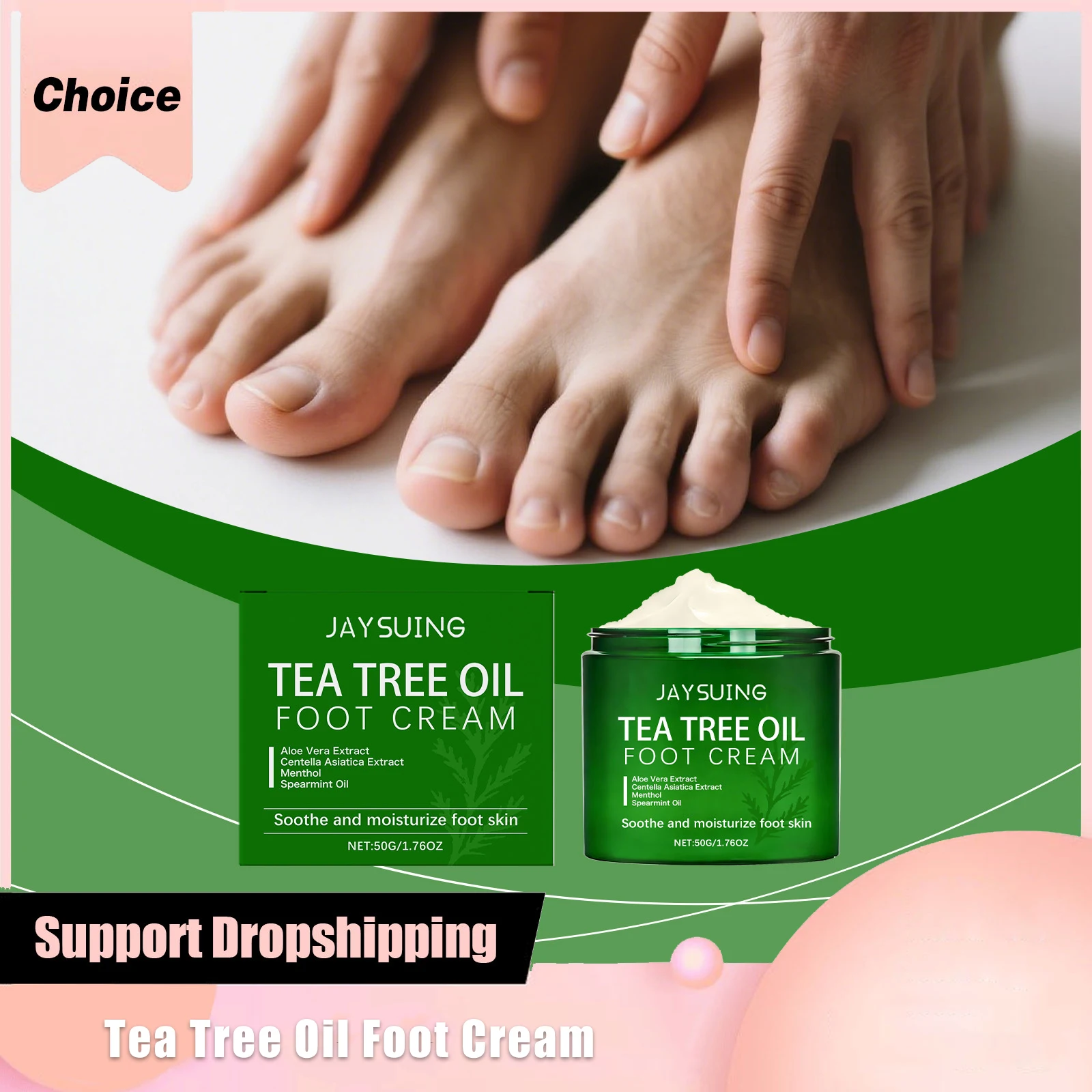 Tea Tree Oil Foot Cream Centella Asiatica Deep Moisturizes Soothe Feet Skin Quickly Absorbed Refreshed Care Dry Hydration Creams