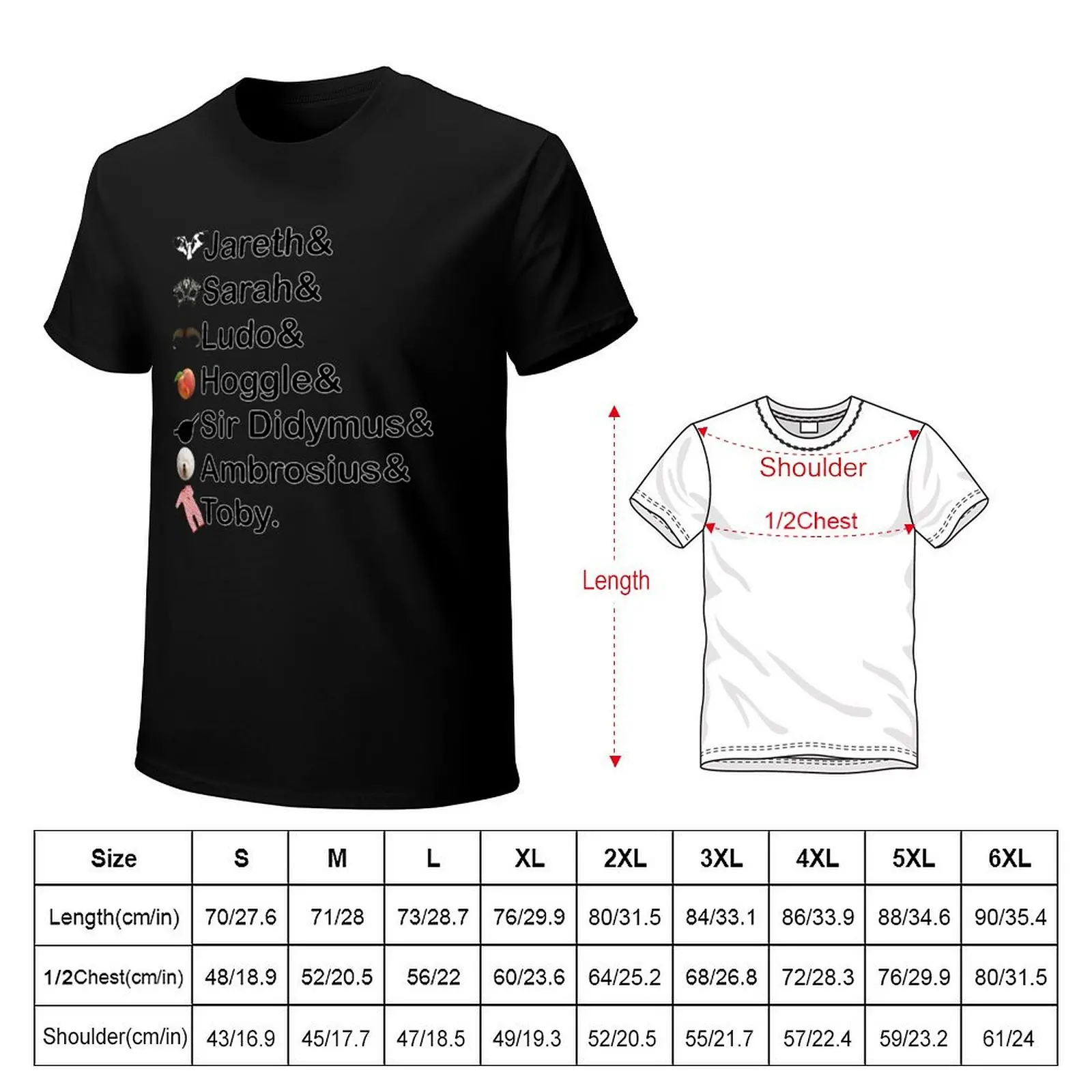 Labyrinth Names T-Shirt Casual Fashion Short Sleeve Cotton T-Shirt
