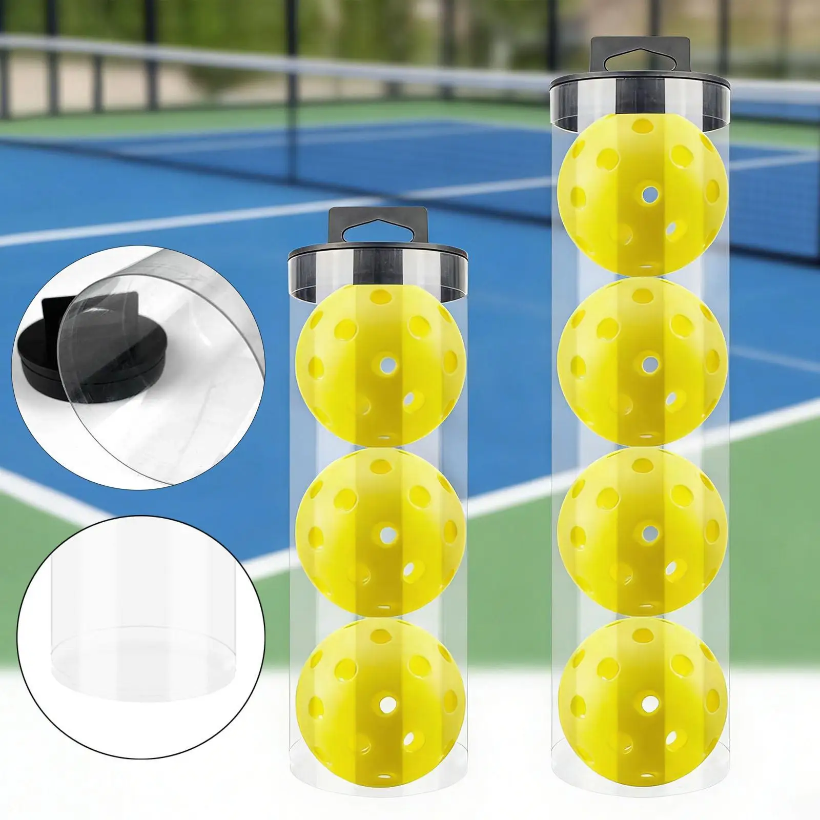 

2Pcs Tennis Ball Holder with Cover Clear,Travel Organizer Pickleball Storage Tube,Storage Tin for Golf Sports Practice Equipment