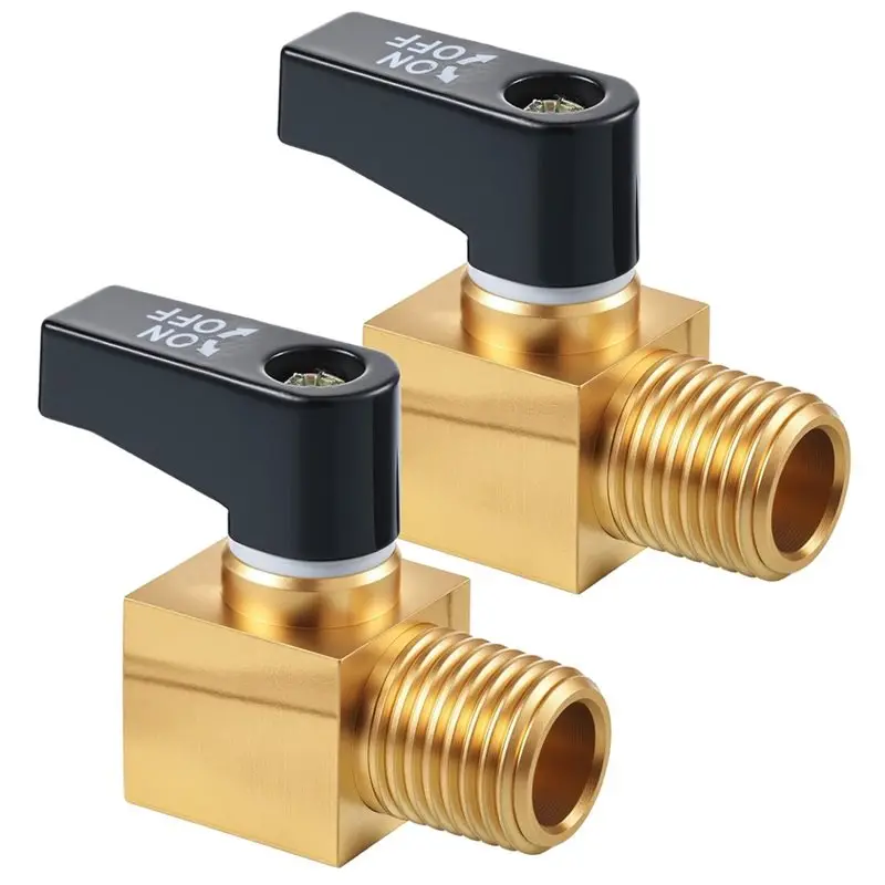 

ABBO-Brass Mini Ball Valves 2Pcs Air Compressor Drain Valve, Air Tank Drain Valve 1/4" NPT Male X NPT Female