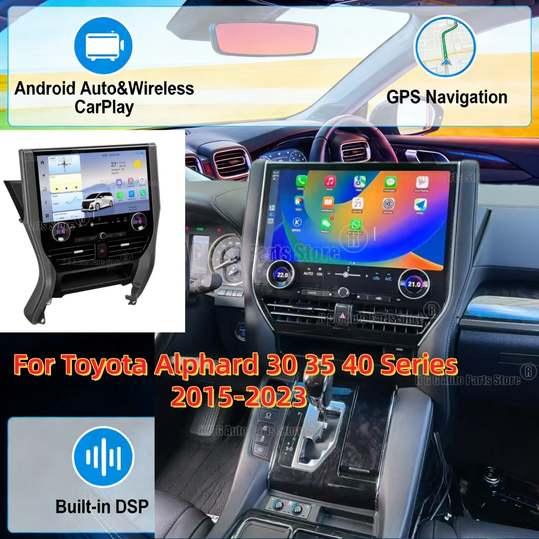 16.8inch For Toyota Alphard Vellfire 30 Series A30 2015-2023 Upgraded Alphard 40 Series A40 CarPlay GPS Navigation Multimedia