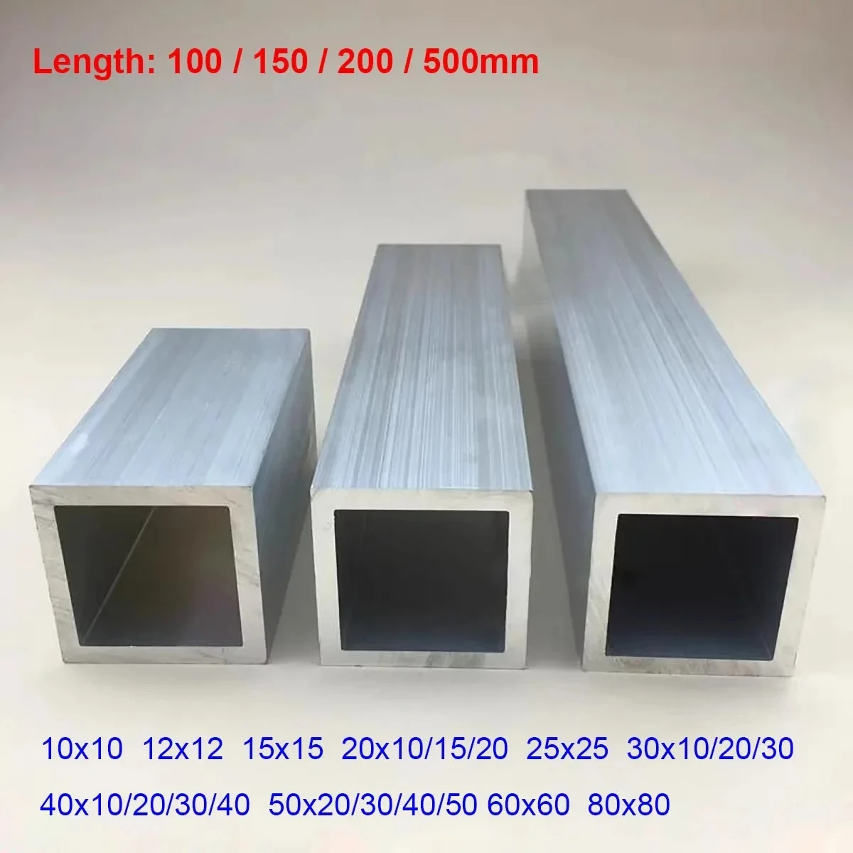 

10x10-80x80mm Square Rectangle Metal Aluminium AL Tube Pipe Length 500mm DIY Material for Model Part Accessories DIY Car Frame