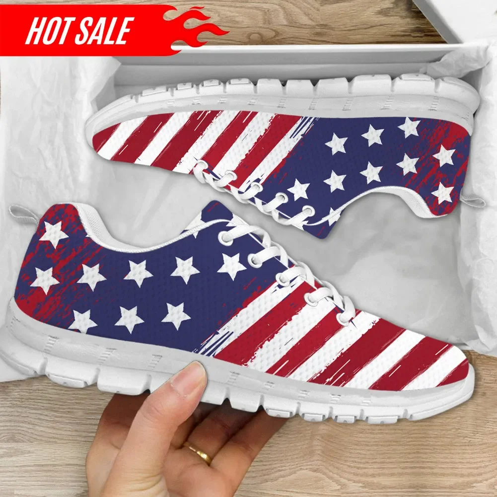 New Style Women's Athletic Shoes Casual Sneakers USA Flag Design Female Casual Flats Shockproof Light Footwear 2023