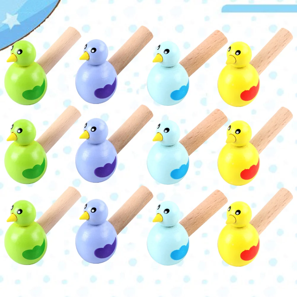 15 Pcs Cartoon Whistle Bird Creative Musical Instrument Wood Toddler