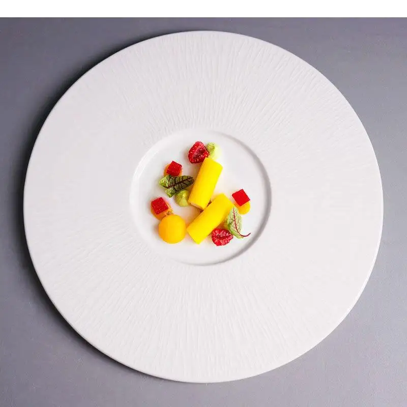 Circular Ceramic Dinner Plate Steak Sashimi Disc Sushi Plates Dessert Dish Snack Pasta Salad Tray Kitchenware