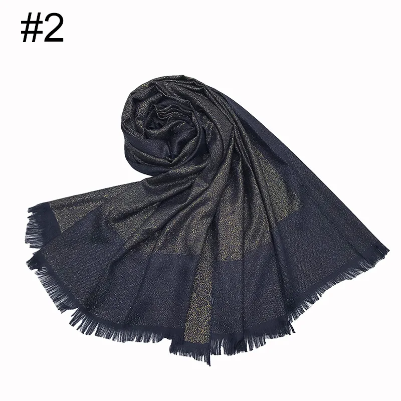 New Artificial Cotton Gold Silk Satin Monochrome Tassle Fashion Women's Scarf Shawl One Piece Dropshipping