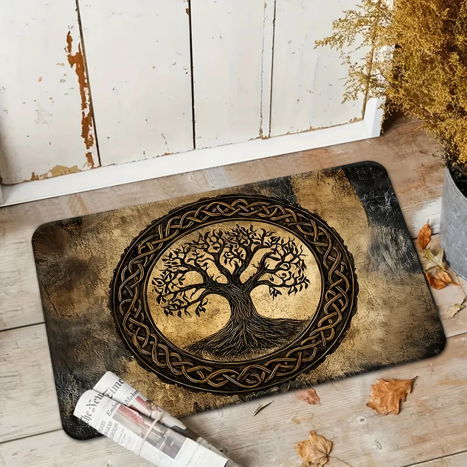 Tree Of Life Rustic Wood Grain Floor Mat Non Slip Machine Washable Ultra Soft Flannel Indoor Outdoor Doormat For Kitchen Hallway