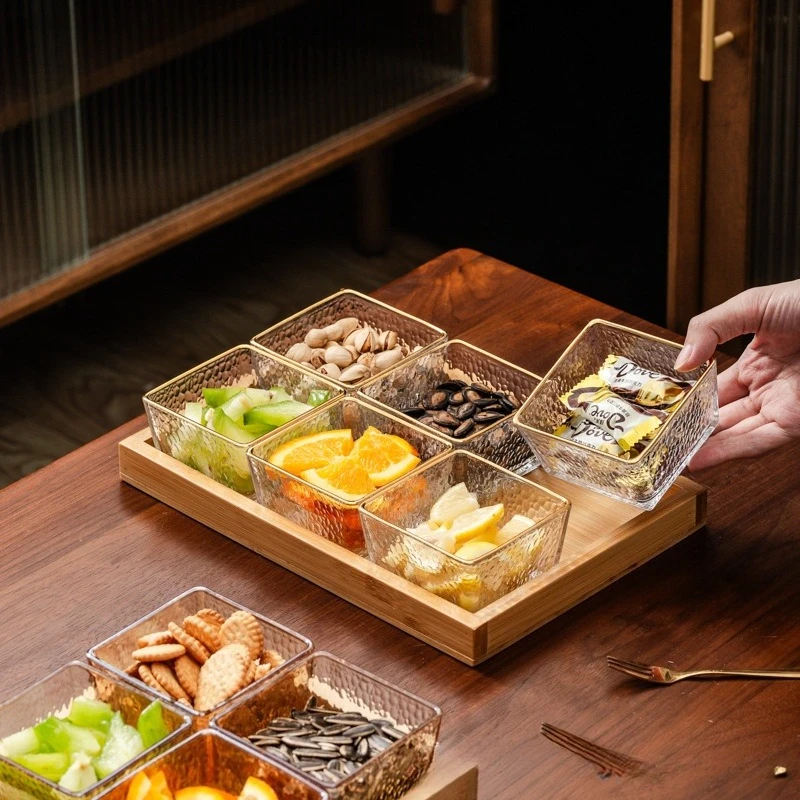 

Acrylic Fruit Plate Snack Dish Commercial Candy Tray Partitioned Business Use Food Serving Tray