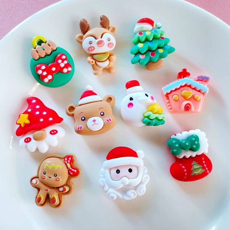 20Pcs ใหม่น่ารัก Mini Christmas Collection แบนเรซิ่น Cabochons สมุดภาพ DIY เครื่องประดับหัตถกรรมตกแต่ง Accessorie