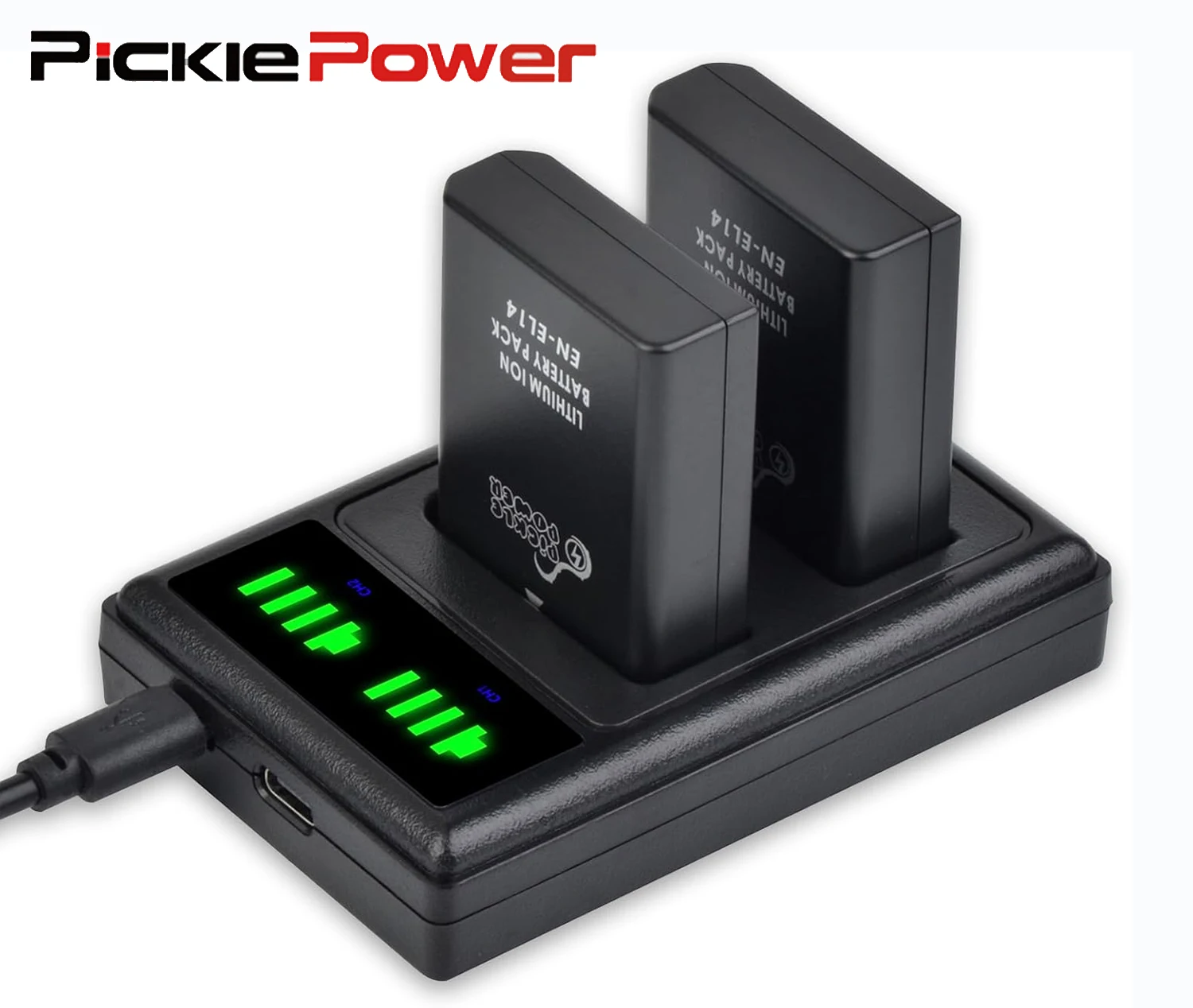 Pickle Power EN-EL14 EN-EL14a Battery / Dual Charger for D3500 D3400 D3300 D3200 D3100 D5600 D5500 D5300 D5200 D5100 DF Camera