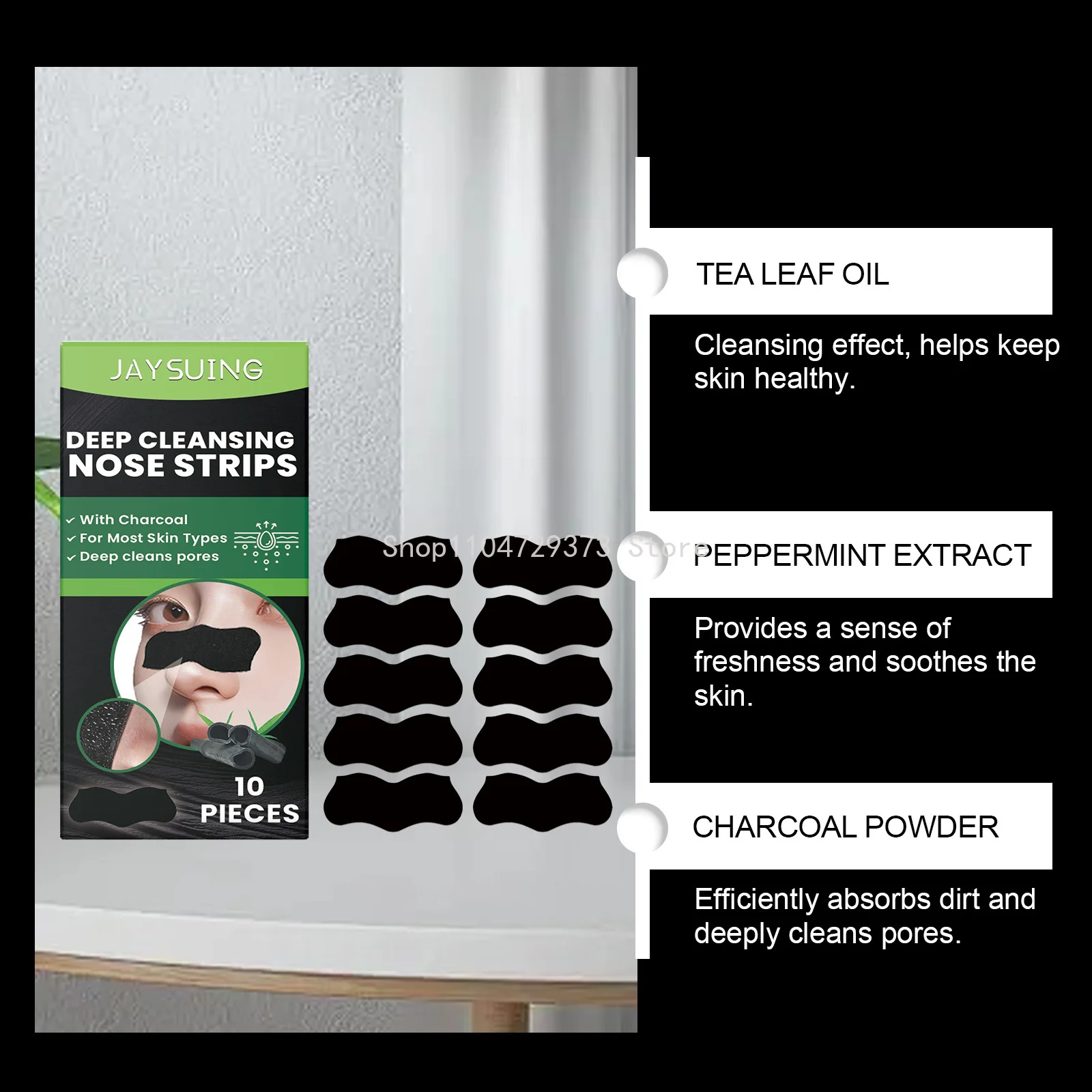 10 قطعة شرائط مسام الأنف مزيل الرؤوس السوداء التطهير العميق لحظة المسام فك غير دهني قشر الأنف ملصق الجمال