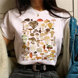 Mushroom t shirt women streetwear comic funny Tee female Y2K tops Japanese comics graphic clothing Retro round neck print TShirt