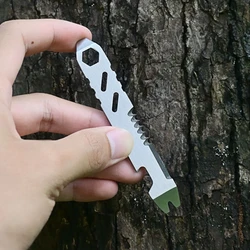 Stainless Steel Multifunctional Pry Bar, Mini EDC Hex Wrench, Bottle Opener, Portable Outdoor Bicycle Repair Tool